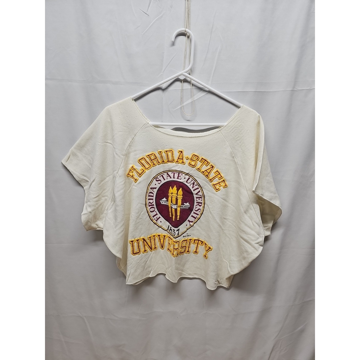 Rella Women White Vintage 90s Florida State Fsu Bodybuilding Crop Shirt One Size — image 2 of 8